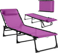Outsunny Folding Chaise Lounge Chair Outdoor Mesh Seat Purple