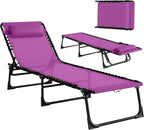 Outsunny Folding Chaise Lounge Chair Outdoor Mesh Seat Purple
