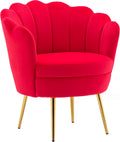 Modern Accent Velvet Chairs Comfy Upholstered Vanity Chairs for Bedroom Armchair Dining Chairs with Golden Metal Legs Desk Chair Makeup Chairs for Living Room （red）
