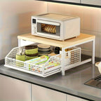 Kitchen Countertop Storage Rack with Drawers | Multi-Functional Countertop Shelf, Open Access for Easy Fetching, Simple Assembly & Effortless Wiping Clean(white)