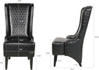 Henf High Back Dining Chair Set of 2, Upholstered Wing Back Dining Chairs King Throne Royal Chair, Retro Accent Dinner Chairs for Dining Room, Dressing Room, Bedroom, Living Room, Black PU Leather