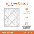 Amazon Basics 20x25x1 Air Filter 6 Pack, MERV 8 AC Furnace Filters (Actual Size: 19.75" x 24.75" x 0.75")