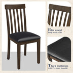 LUXOAK 7-Piece Wood Dining Table Set with Faux Marble Tabletop, Dark Brown | 71" Kitchen Table with 6 Chairs, Curved Backrests & PU Cushioned Seats, Perfect for Dining Room & Living Room