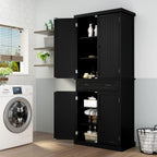 HLR 72" Kitchen Pantry Storage Cabinet, Freestanding Larder Cupboard with Doors and Adjustable Shelves, Pantry Cabinet for Dining Room, Living Room