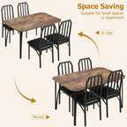 GAOMON 5-Piece Dining Table Set for 4, Modern Kitchen Table with Chamfered Design and Upholstered Chairs, Leather-Cushioned Seats for Small Spaces and Apartments, Space-Saving (Brown/Black,5 Pack)