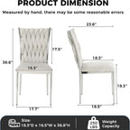 Velvet Dining Chairs Set of 6, Modern Woven Kitchen Chairs with Silver Metal Legs, Upholstered Cushion with High Back, Dirt Resistance, Easy to Install, for Living Room, Dining Room - Light Grey