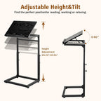 facka C Shaped TV Tray Table, Adjustable Height & 0-60° Tilt for Couch