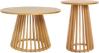 SAFAVIEH Home Collection - Cassio Natural Brown Accent Table, Sculptural Modern Side Table, Flared Slatted Base (ACC9200B)