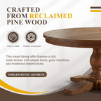 60" Round Dining Table, Reclaimed Wood Kitchen Table for 6-8, Farmhouse Circle Kitchen Table with Pedestal Curved Leg for Kitchen Dining Room Restaurant - Walnut