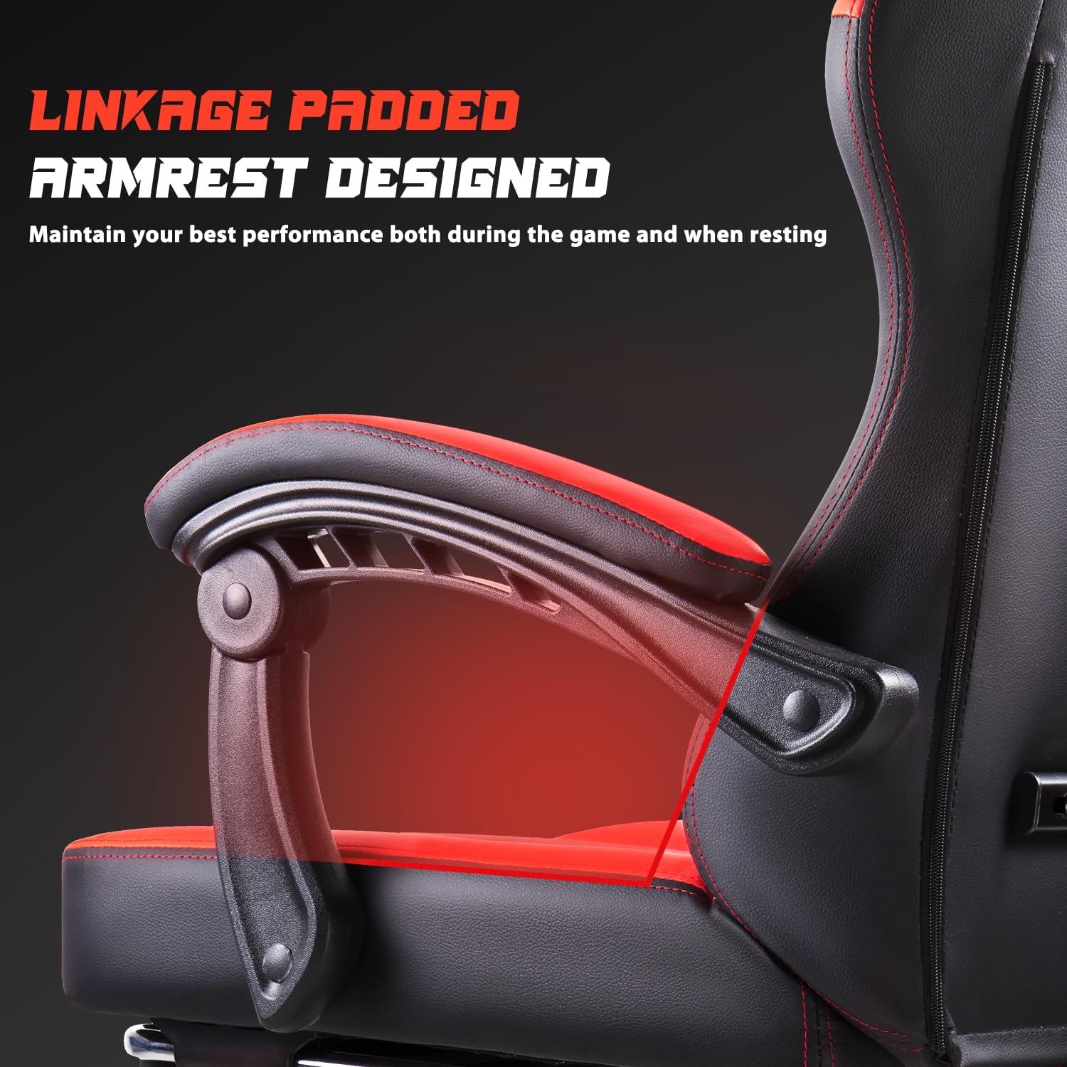 VITESSE 400 lbs Red Ergonomic Video Gaming Chair for Adults | PC Computer Chair, Racing Office Chair, Silla Gamer Height Adjustable Swivel Chair with Lumbar Vibration Support and Headrest