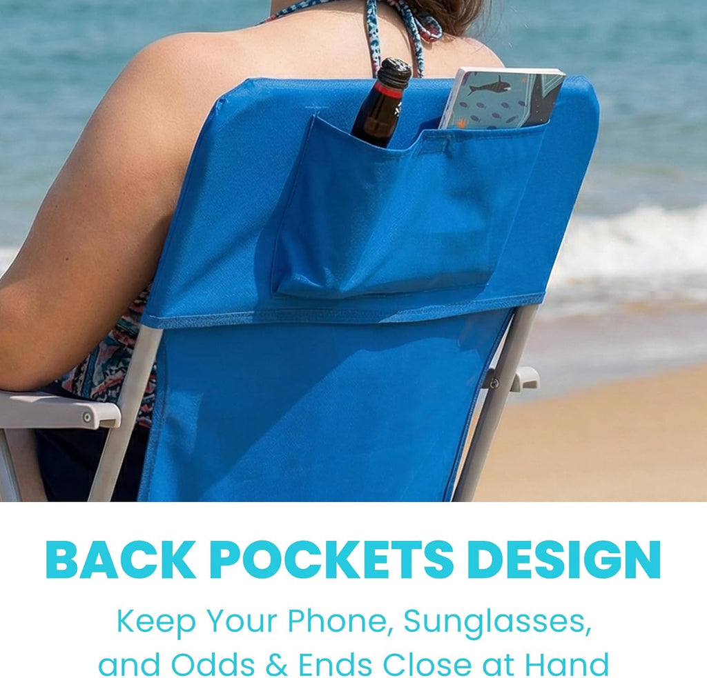 #WEJOY Folding Beach Chair for Adults, Lightweight Beach Chair with Shoulder Straps, High Back Camping Chairs with Hard Armrest, Supports 300lbs for Outdoor Lawn Concert