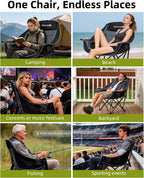 Abahub Camping Chairs Oversized Padded Heavy Duty Quad Foldable Portable Folding Chairs XL Lawn Chairs Wide Giant Big for Adults Support 500 lbs for Outdoors Black Grey