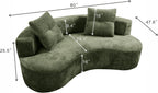 KEIKI 80" Boucle Curved Modular Sofa with 2 Pillows, Upholstered Modern Style 3-Seater Couch with High Resilience Cushion, No Assembly Required, for Apartment, Living Room, Office, Green
