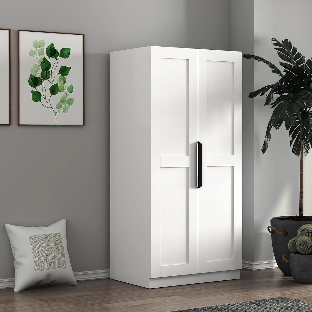 RuiSiSi 63" Tall Kitchen Pantry, Kitchen Pantry Storage Cabinet, White Freestanding Buffet Cupboards Sideboard with Doors & Shelves, Buffet Storage Cabinet for Kitchen Living Room Dinning Room