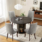 SoarFlash Kitchen Table and Chairs for 4, 47" Dining Table Set for 4 with Velvet Upholstered Chairs, 5 Piece Round Kitchen Table Set, Dining Room Table Set for Small Space, Apartment