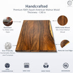 Walnut Solid Wood Table Top – Live Edge Wood Slab for Desktop, Countertop, Laundry, Dining Table, RV Table Top – 25" D x 38" W, Fully Finished and Scratch Resistant