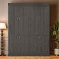 Vyre 70.8" Tall Kitchen Pantry Cabinet with Doors, Farmhouse Modular Storage Cabinet with 4-Tier Adjustable Shelves, Large Storage Cabinet for Kitchen or Living Room, Set of 2, Black
