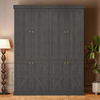 Vyre 70.8" Tall Kitchen Pantry Cabinet with Doors, Farmhouse Modular Storage Cabinet with 4-Tier Adjustable Shelves, Large Storage Cabinet for Kitchen or Living Room, Set of 2, Black
