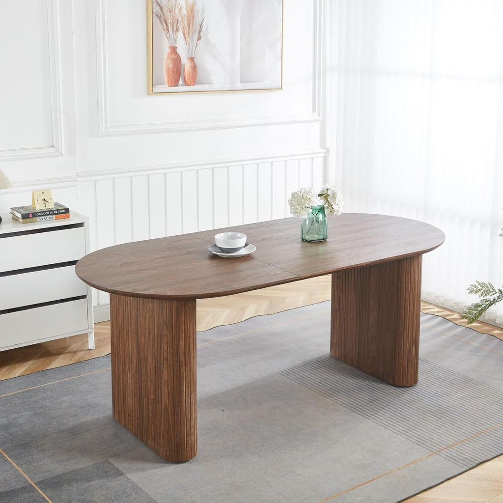 Expandable Dining Table,Wood Extendable Dining Room Kitchen Dinner Table, Long Dining Table for Kitchen
