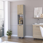 Devoux 2-Door 2-Shelf Kitchen Pantry Light Pine and Gray