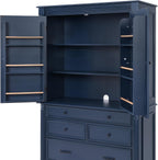 JIVOIT 77.3-inch Tall Large Kitchen Pantry with 6 Door Shelves, 2 Adjustable Shelves and 6 Drawers, 2 Doors, Modern Storage Cabinet Cupboard for Kitchen, Dining & Bathroom (Blue,53)