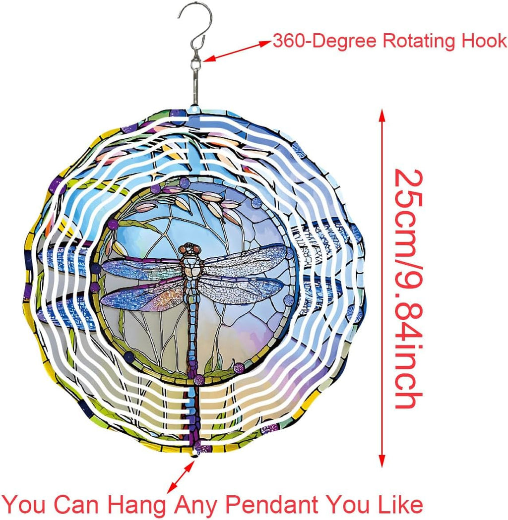 Dragonfly Metal Wind Spinners Outdoor, 3D Hanging Garden Decor for Women Mom Grandma, 25cm/ 9.84in 3D Wind Spinners for Garden Decor for Patio,Yard,Outdoor