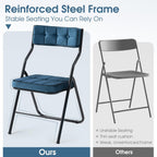Padded Folding Chairs Set of 4, Bule | Heavy duty Folding chairs with cushion, Portable and Comfortable Sets for Dining, Office, Party, Card table