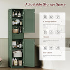 TEENFON Tall Bathroom Cabinet with 2 Doors & 1 Drawer, Narrow Bathroom Storage Cabinet with Adjustable Shelves, for Living Room, Entryway, Kitchen, Forest Green