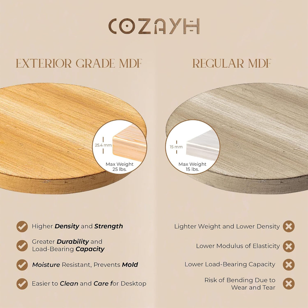 COZAYH Set of 2 Farmhouse Pedestal End Tables, Round Rustic Wood Drink Table with Base Small Space Living Room, Bedroom, Natural Wood Color