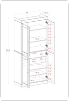 Palace Imports Solid Wood Kitchen Pantry - 71.5" H x 32" W Tall Storage Cabinet - with Adjustable Shelves & 2-Drawer Kit, Cupboard, Gray, 100% Renewable Eco-Friendly Wood, Made in Brazil