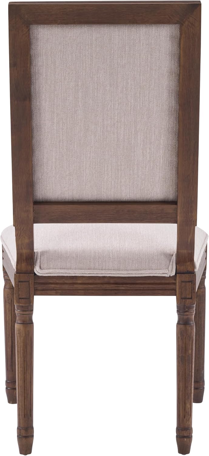 Christopher Knight Home Regina French Country Dining Chairs Set of 2, Wooden Dining Room Chair, High Back Kitchen Side Chair, Fabric Upholstered Armless Extra Seat, Beige+Walnut