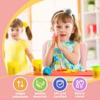 FUNLIO Kids Table and 4 Chairs Set and Adjustable Kids Chair (2pcs)，Easy to Wipe Arts & Crafts Table, for Classrooms/Daycares/Homes, CPC & CE Approved (5-Piece Set) - Pink