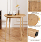 Giantex 27.5-Inches Bamboo Dining Table for 2-4, Round Dinner Tables with Non-Slip Foot Pads, Farmhouse Small Kitchen Table for Dining Room, Living Room, Dinette, Apartment (Round)
