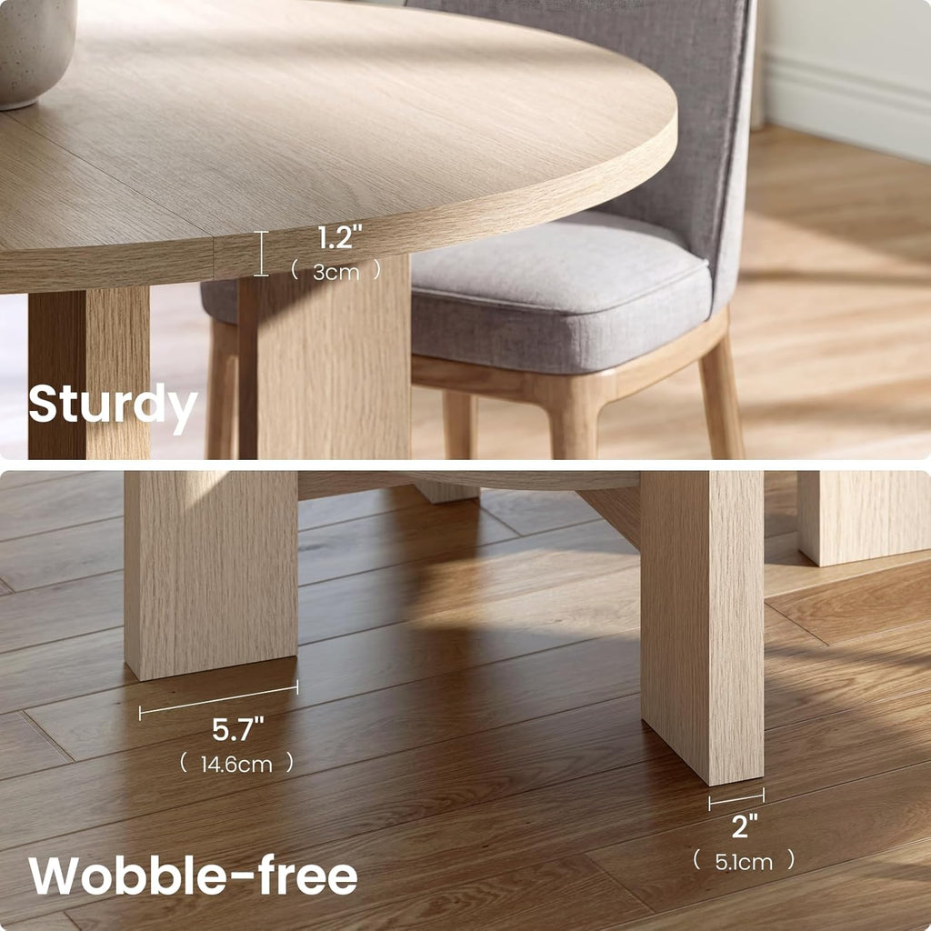 ModernMate 47 Inches Round Dining Table for 4-6 People, Wood Circle Kitchen Table with Under-Table Storage Shelf, Modern Dinner Table for Dining Room, Kitchen, Living Room, White Oak Gray
