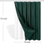 3 in 1 Shower Curtain Set, Dark Green Waffle Shower Curtain and PEVA Liner Set with 12 Stainless Steel Shower Curtain Hooks, Waterproof Shower Curtains for Bathroom, 72 W x 72 H