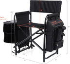 Picnic TIME Fusion Camping Chair with Side Table and Soft Cooler, Outdoor Foldable Padded Camping Chairs with Shelves, Pockets, & Cup Holder for Lawn, Beach, & Sports Use for Adults, (Matte Black)