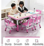 GarveeHome Kids Table and 6 Chair Set - Height Adjustable, Multifunctional Desk, Ergonomically Designed Chairs, Max 300 LBS, for Ages 2-10, Classroom, Daycares, Home