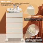 360° Movable Rotating Storage End Table Sofa Side Cabinet Laptop Bedside Table with 5 Tiers Shelves 4 Universal Casters for Living Room Bedroom Sofa Dormitory, White
