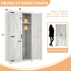 AMERLIFE 71" Farmhouse Wardrobe Closet with Hanging Rod & Barn Doors | Large Armoire Storage Cabinet, Storage Shelf, Versatile Clothing Organizer, Anti-Tip Kit, for Bedroom, White