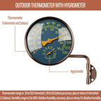 4 Inch Brass Outdoor Thermometer - Analog Temperature Gauge for Patio, Greenhouse and Garage