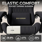 Breathable Fabric Gaming Chair with Footrest, Ergonomic High Back Computer Chair with Gold Diamond Stitching, Height Adjustable Swivel Office Chair with Lumbar Support for Adults,Black