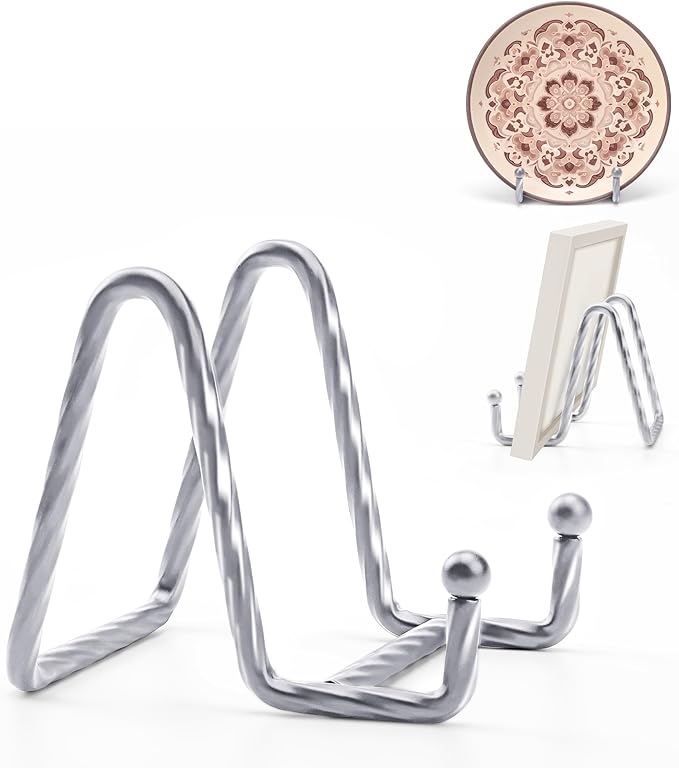 Picture Stands for Display 3 Pack 3 Inch Plate Stands for Display - Silver Metal Decorative Plate Stand, Plate Holder Display Stand, Picture Frame Stand, Plate Display Stands for Picture Stand