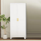 GAIOUS 75.2" Tall Kitchen Pantry Storage Cabinet, Metal File Cabinet with 2 Door and 5 Adjustable Shelves, White Cupboard, Storage Cabinet for Kitchen Office Dining Room Living Room