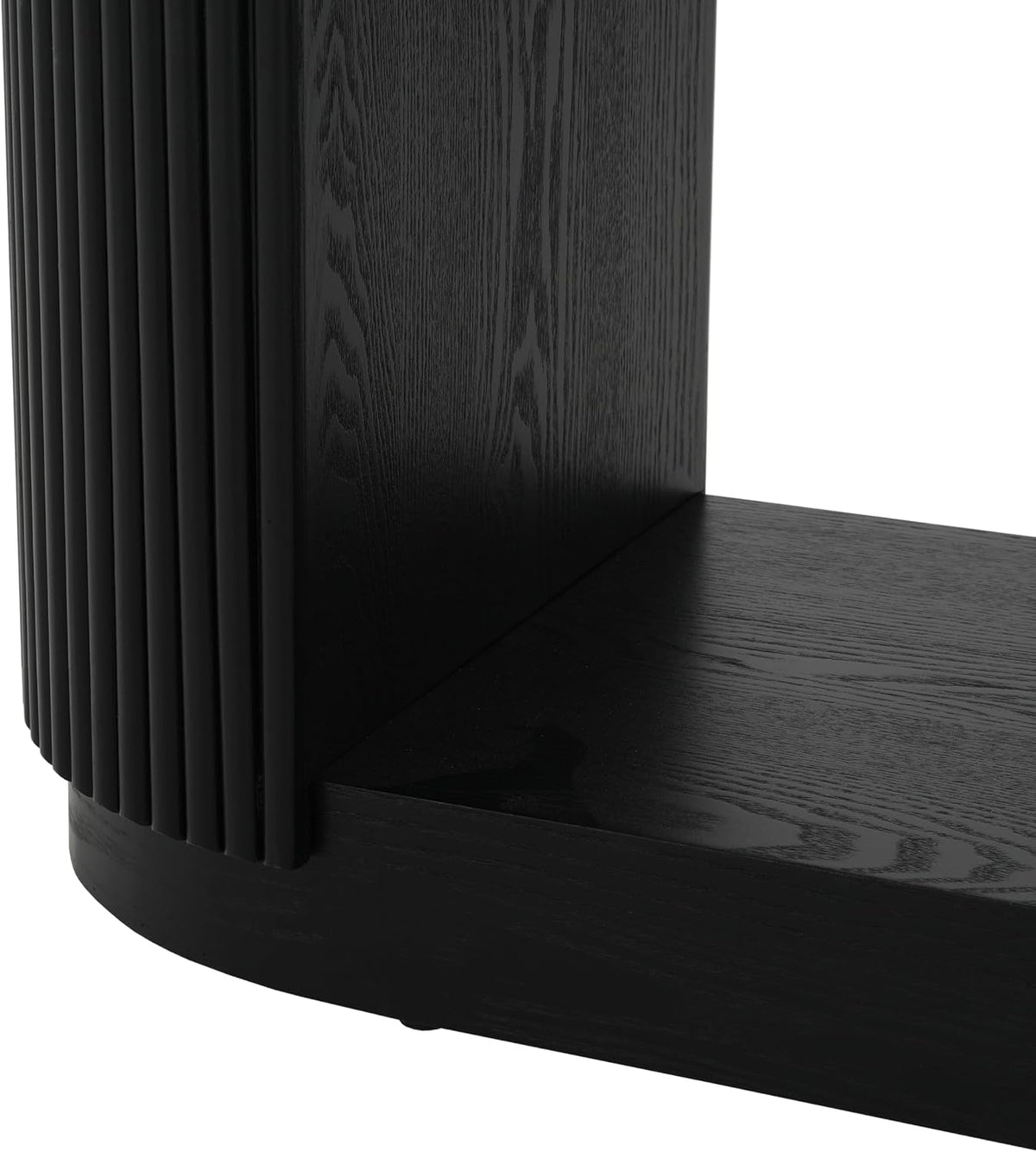58.9" Modern Console Tables with 3 Tier Open Shelves, Storage Wood Entry Way Table Narrow Long Accent Table for Living Room, Hallway, Entrance, Foyer, with Ash Veneer & Fluted Side, Black