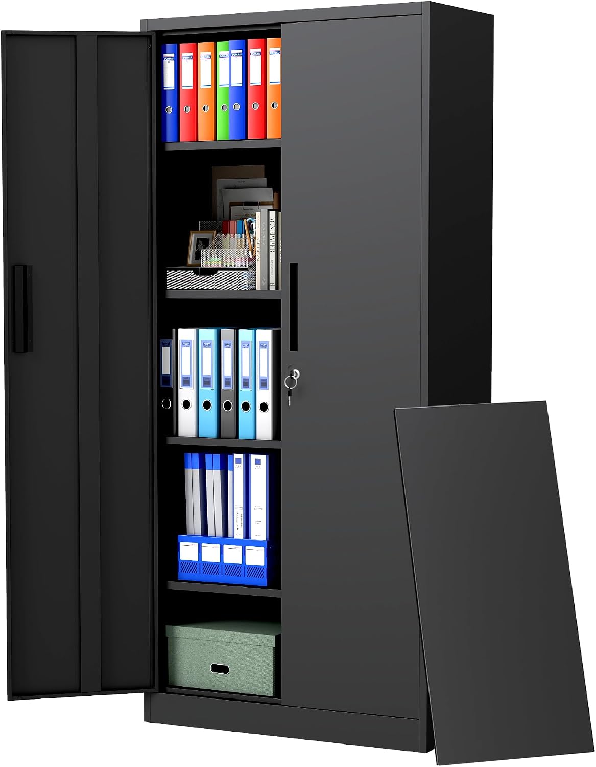 Storage Cabinet with 2 Doors and 4 Adjustable Shelves - 72" H Garage Storage Cabinet with Lock, Metal Storage Cabinet, Tool Cabinet Utility Cabinets for Home Office, Garage, Shop, Warehouse