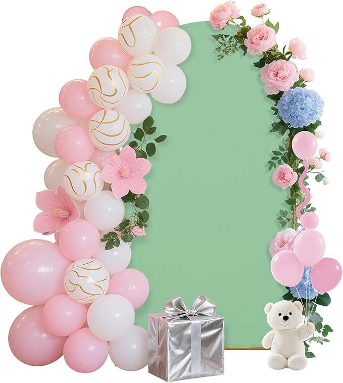 7.2FT Wedding Arch Covers Arch Backdrop Cover Arch Stand Covers Set Arch Cover Spandex Fabric Stretchy Backdrop for Wedding Birthday Party Decoration Baby Shower (Mint Green)