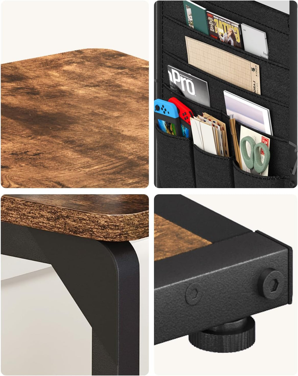 Wood Pedestal Couch End Tables Set of 2, TV Trays for Eating on Couch Tables that Slide Under, Dinner Snack Coffee Sofa C Shaped Side Table, Small Stand TV Tray for Couches Living Room, Brown ET-P-BR2