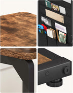 Wood Pedestal TV Trays for Eating on Couch Tables that Slide Under, Dinner Food Drink C Shaped End Sofa Side Table Stand, Small TV Tray Tables for Couches Over Recliner Chair Arm, Living Room ET-P-BR1