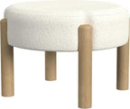 HomePop Luna 22" Round Ottoman - Cream Boucle