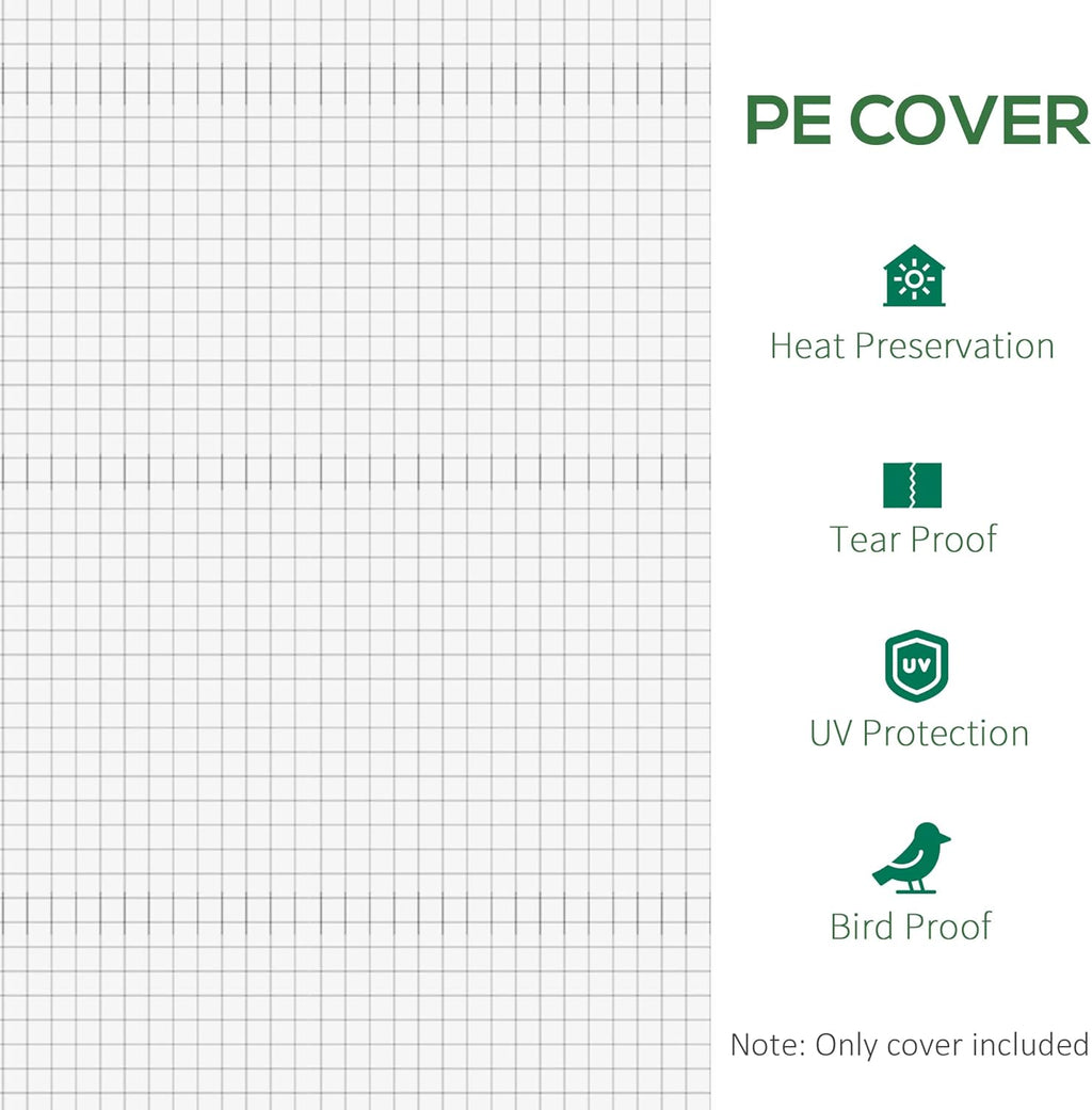 Outsunny 19.7' x 9.8' x 6.6' Plastic Greenhouse Cover Replacement, Heavy Duty Waterproof Tarp for Hoop House, Sheeting with 12 Windows, Door & Reinforcement Grid, White